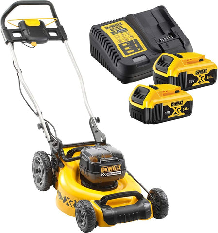 Cortacésped sin escobillas XR con 2 baterías de 18V Li-Ion 5Ah (36V) 48cm - DCMW564P2-QW Dewalt