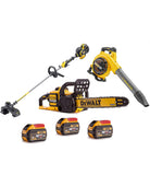 Combo Desbrozadora DCM571 + Motosierra DCM575 + Soplador DCM572X1 + 3 baterías 9Ah y cargador de Dewalt